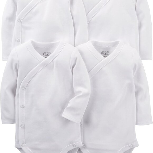 Carter's Unisex Baby 4-Pack Long Sleeve Side Snap Bodysuits - Newborn Comfort - Picture 1 of 5